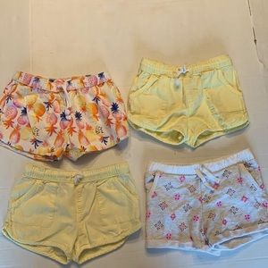5T Girl Shorts Elastic waist Lot of 4 yellow Diamonds Pineapple pockets Oshkosh